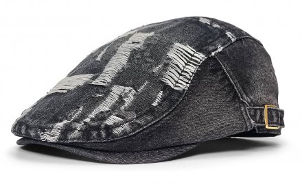 Gubbkeps / Flat cap - Gårda Salem Distressed Flat Cap (svart)