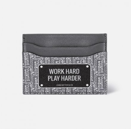 korttikotelo - John Hatter - Work Hard Play Harder (harmaa)