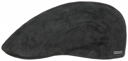 Gubbkeps / Flat cap - Stetson Madison Leather Flat Cap (svart)