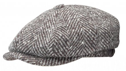 Gubbkeps / Flat cap - Stetson Hatteras Herringbone Newsboy Cap (grå-brun)