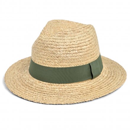 Stråhatt - Gårda Positano Fedora (natur/mörkgrön)