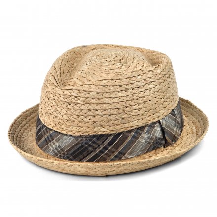 Stråhatt - Gårda Tarajal Raffia Trilby (ljus natur/grå)