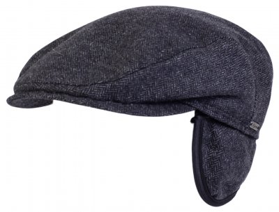 Gubbkeps / Flat cap - Wigéns Ivy Slim Earflap Shetland Wool Cap (Navy)