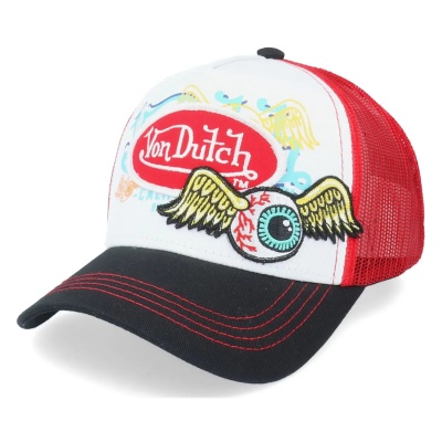 Keps - Von Dutch Oval Patch Flying Eye Trucker (röd/vit/svart)