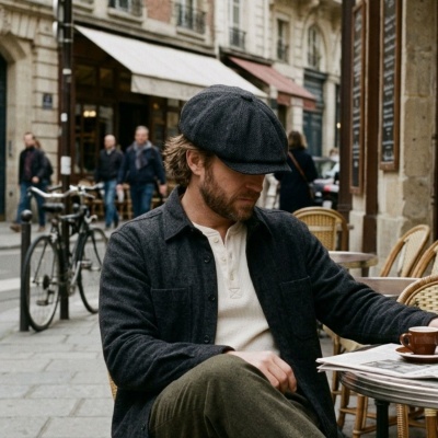 Gubbkeps / Flat cap - Gårda Aberdour Newsboy (svart/grå)