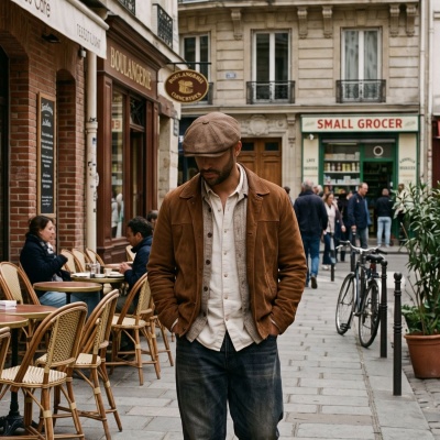Gubbkeps / Flat cap - Gårda Vero Linen Newsboy Cap (brun)