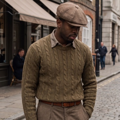 Gubbkeps / Flat cap - Gårda Vero Linen Newsboy Cap (brun)