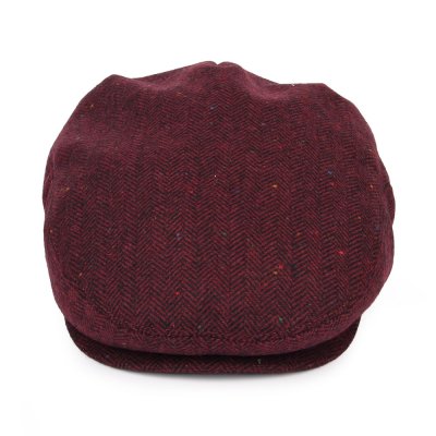 Gubbkeps / Flat cap - Jaxon Hillcrest Herringbone Flat Cap (vinröd)