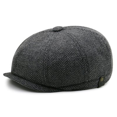 Gubbkeps / Flat cap - Gårda Newkirk Herringbone Newsboy Cap (grå)