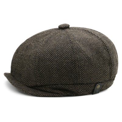 Gubbkeps / Flat cap - Gårda Newkirk Herringbone Newsboy Cap (brun)