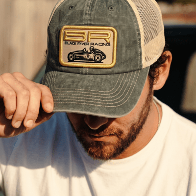 Keps - Black River Racer Washed Trucker (mörkgrön/creme)