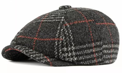 Gubbkeps / Flat cap - Gårda Sowerby Checkered Newsboy Cap (svart)
