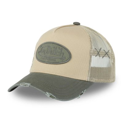 Keps - Von Dutch Oval Patch Trucker (beige/grön)