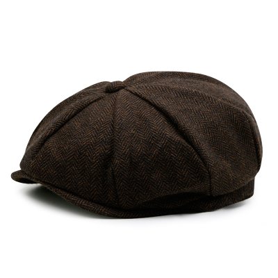 Gubbkeps / Flat cap - Gårda Dunster Herringbone Newsboy Cap (brun)