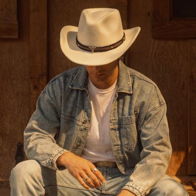 Hattar - Gårda Santaquin Crushable Wool felt Western hat (vit)