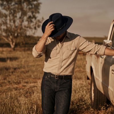 Hattar - Gårda Bowmont Crushable Wool felt Western hat (blå)