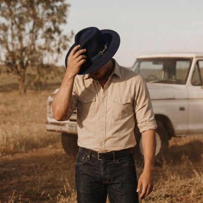 Hattar - Gårda Braga Wool felt Fedora (navy)
