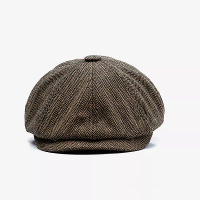 Gubbkeps / Flat cap - Gårda Tywyn Herringbone Newsboy Cap (brun)