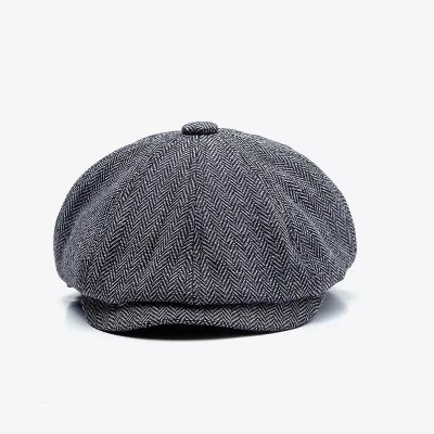 Gubbkeps / Flat cap - Gårda Tywyn Herringbone Newsboy Cap (grå)