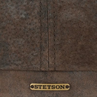 Gubbkeps / Flat cap - Stetson Bienville Leather Newsboy Cap (mörkbrun)