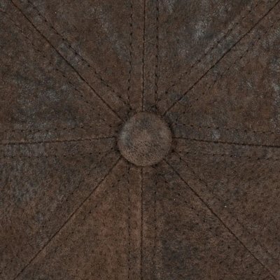 Gubbkeps / Flat cap - Stetson Bienville Leather Newsboy Cap (mörkbrun)