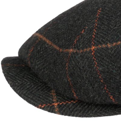 Gubbkeps / Flat cap - Stetson Hatteras Wool (mörkgrå/orange)