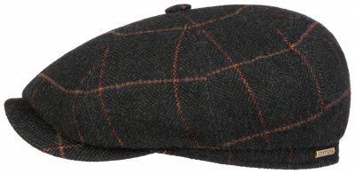 Gubbkeps / Flat cap - Stetson Hatteras Wool (mörkgrå/orange)