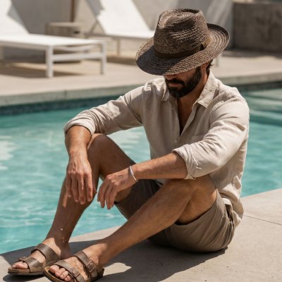 Stråhatt - Gårda Tenerife Raffia Fedora (natur/brun)