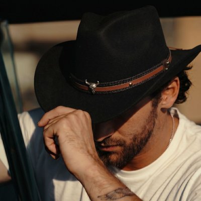 Hattar - Gårda Santaquin Crushable Wool felt Western hat (svart)