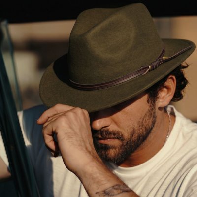 Hattar - Gårda Vicenza Crushable Wool felt Fedora (grön)