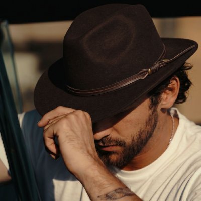 Hattar - Gårda Vicenza Crushable Wool felt Fedora (brun)