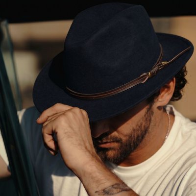 Hattar - Gårda Vicenza Crushable Wool felt Fedora (blå)