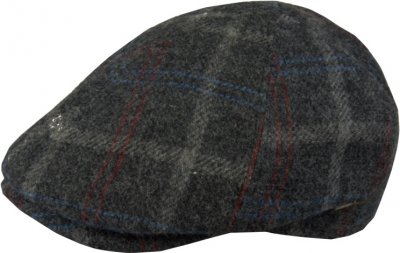 Gubbkeps / Flat cap - MJM Broker Wool Overcheck (grå-blå)