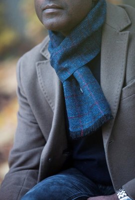 Halsduk - CTH Ericson Edgar Harris Tweed Scarf (blå)