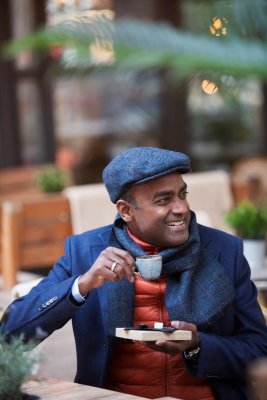 Halsduk - CTH Ericson Edgar Harris Tweed Scarf (blå)