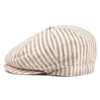 Gubbkeps / Flat cap - Gårda Barnaby Striped Newsboy (beige)