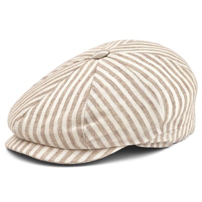 Gubbkeps / Flat cap - Gårda Barnaby Striped Newsboy (beige)