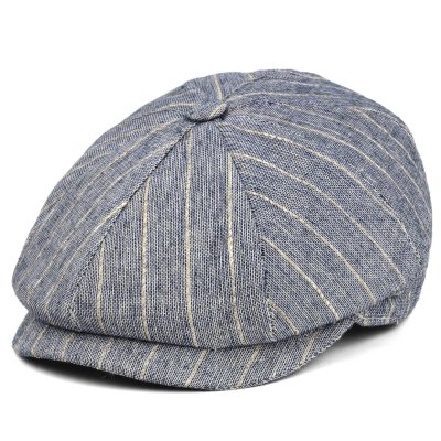 Gubbkeps / Flat cap - Gårda Crispin Striped Newsboy (blå)