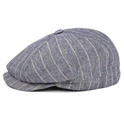 Gubbkeps / Flat cap - Gårda Crispin Striped Newsboy (blå)