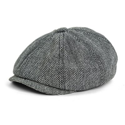 Gubbkeps / Flat cap - Gårda Digby Newsboy Cap (svart/vit)
