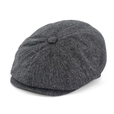 Gubbkeps / Flat cap - Gårda Premium Oakham Wool Newsboy (svart/vit)