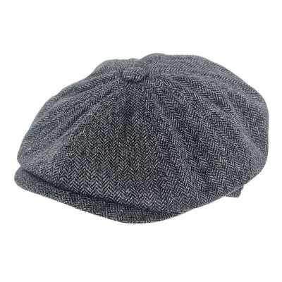 Gubbkeps / Flat cap - Gårda Premium Oakham Wool Newsboy (svart/vit)