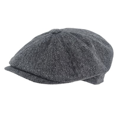 Gubbkeps / Flat cap - Gårda Premium Oakham Wool Newsboy (svart/vit)