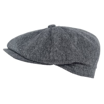 Gubbkeps / Flat cap - Gårda Premium Oakham Wool Newsboy (svart/vit)