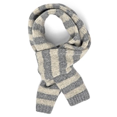 Halsdukar - Gårda Grindelwald Striped Wool Mix Scarf (beige/grå)