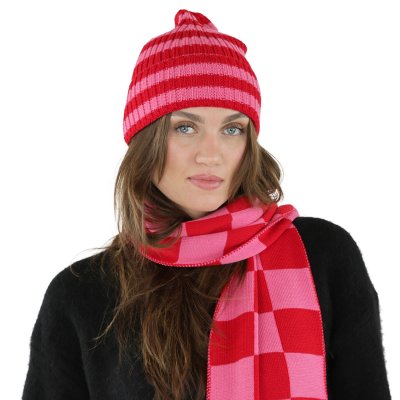 Halsdukar - Gårda Kitzbühel Merino Wool Check Scarf (röd/rosa)