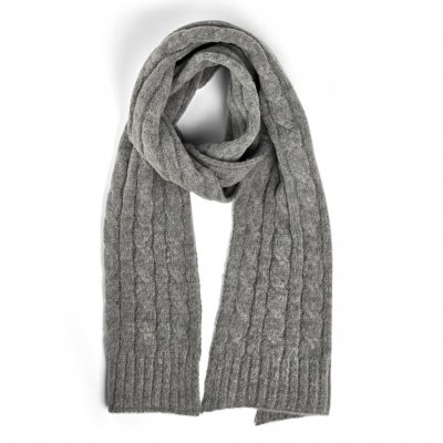 Halsdukar - Gårda Sölden Cable Knit Wool Mix Scarf (grå)