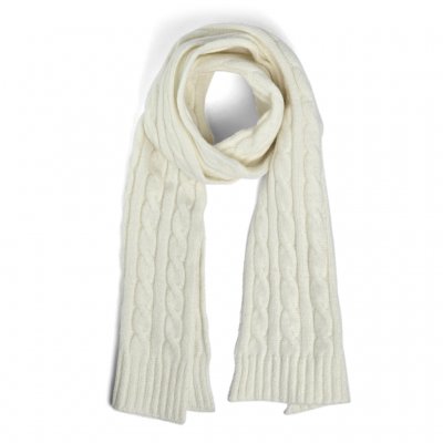 Halsdukar - Gårda Sölden Cable Knit Wool Mix Scarf (vit)
