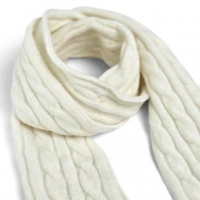 Halsdukar - Gårda Sölden Cable Knit Wool Mix Scarf (vit)