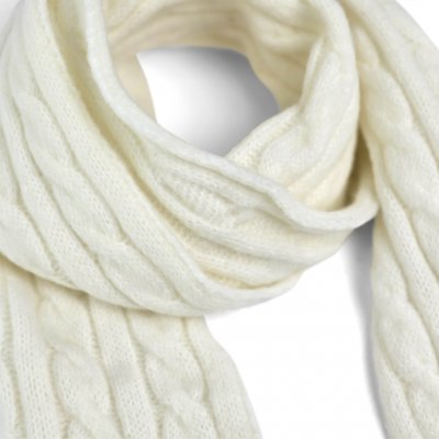 Halsdukar - Gårda Sölden Cable Knit Wool Mix Scarf (vit)